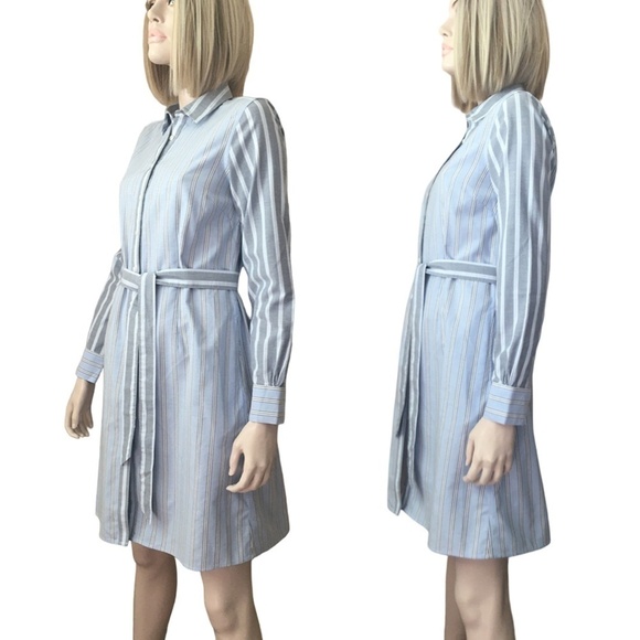 Brooks Brothers Shirt Dress Full Button Front Classic Stripe with Pockets & Belt - Picture 12 of 15